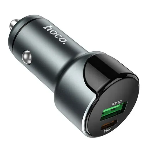 HOCO Z42 Light road dual port digital display PD20W+QC3.0 car charger Gray 2