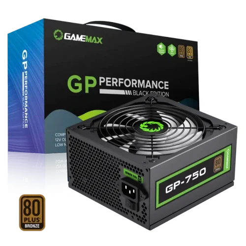 Блок питания для компьютеров Gamemax GP-750, 750 Вт, Черный