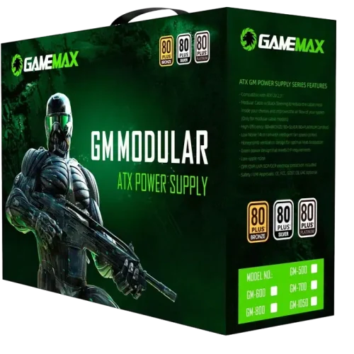 Блок питания для компьютеров Gamemax GM-800, 800 Вт, Черный