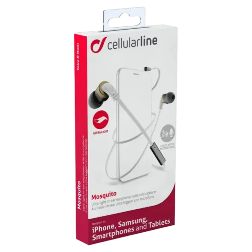 Căști Cellularline Mosquito, Cu fir, Alb