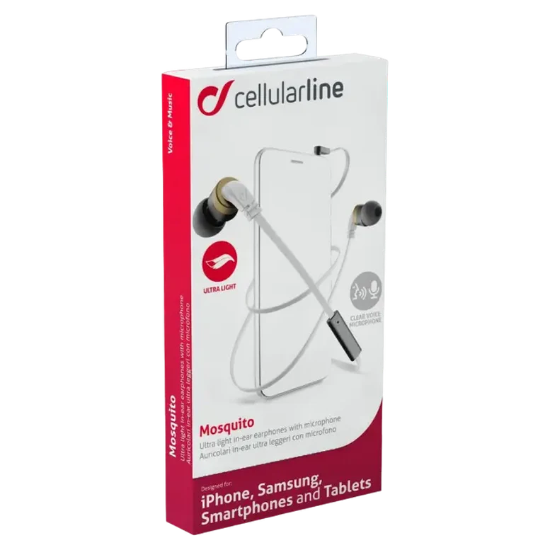 Căști Cellularline Mosquito, Cu fir, Alb 3