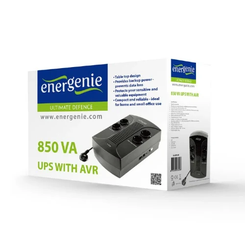 Gembird EnerGenie EG-UPS-002, 850VA / 510W, UPS with AVR, 4x Schuko outlets, LED status indication, USB port