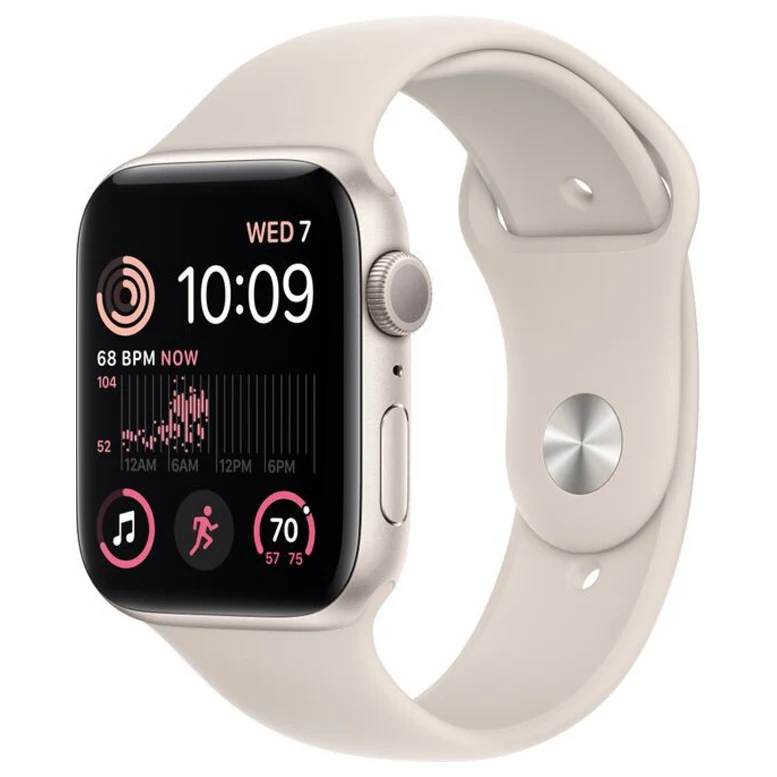 Apple Watch SE 2 (2022) 44mm Aluminum Case with Starlight Sport Band, GPS, Starlight