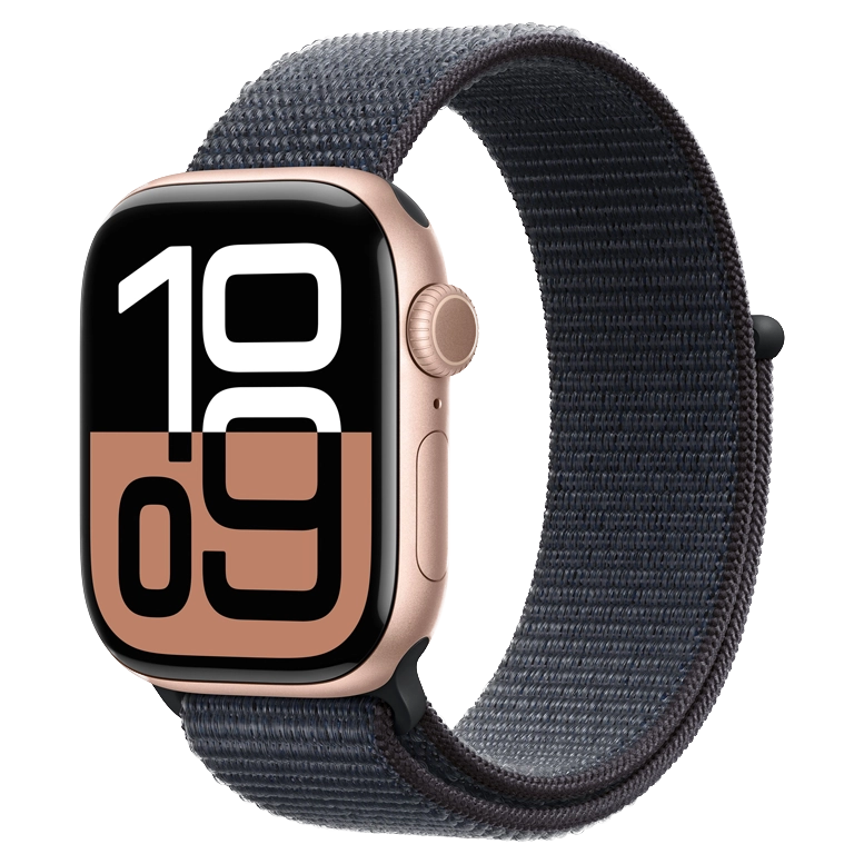 Apple Watch 10 Aluminum GPS Rose gold Textile Sport Loop Ink 42 mm