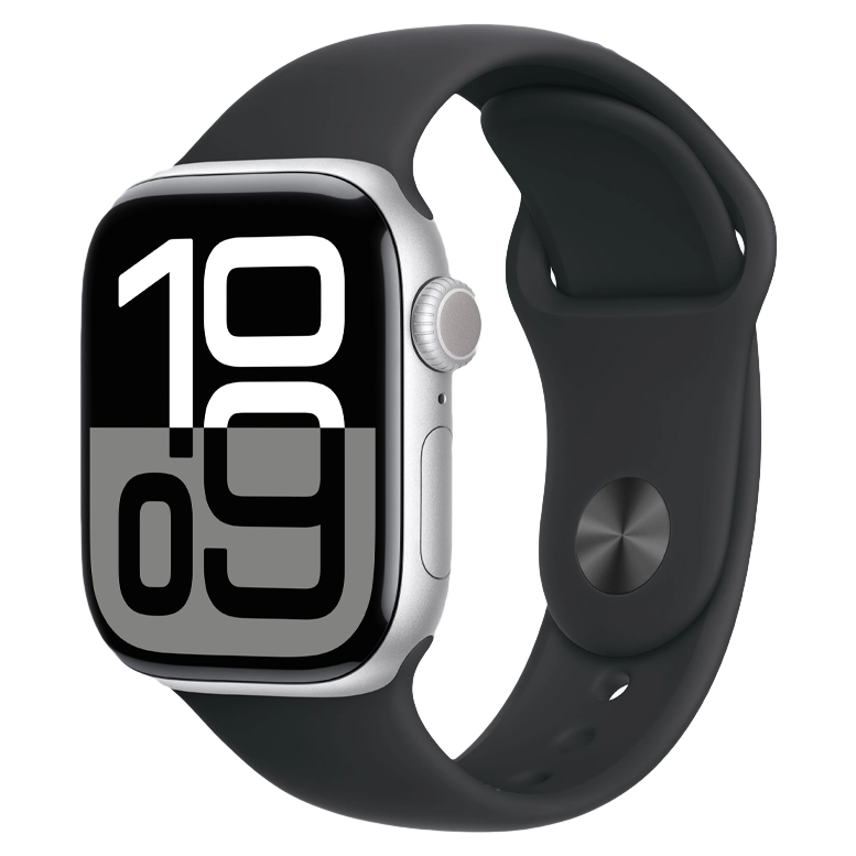 Apple Watch 10 Aluminum GPS Silver Sport Band Black 42 mm