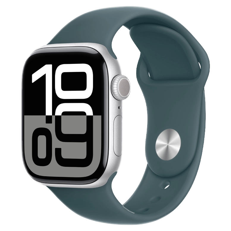 Apple Watch 10 Aluminum GPS Silver Sport Band Lake Green 46 mm