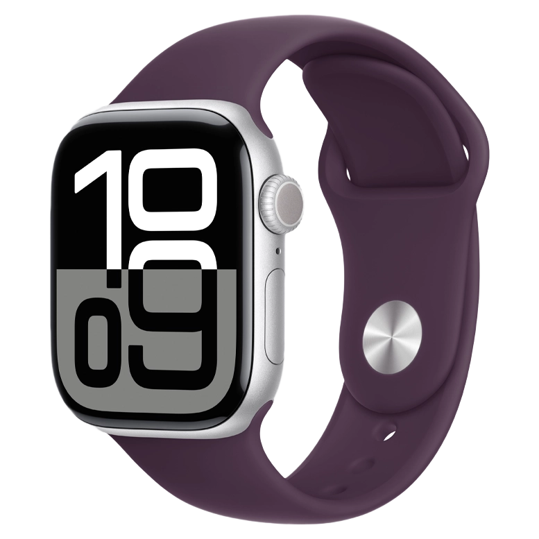 Apple Watch 10 Aluminum GPS Silver Sport Band Plum 46 mm