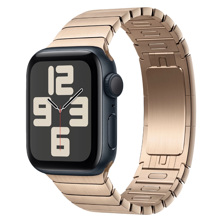 Apple Watch SE 2024 Midnight GPS Stainless Steel Link Bracelet Gold 44 mm