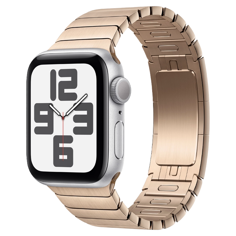 Apple Watch SE 2024 Silver GPS Stainless Steel Link Bracelet Gold 44 mm