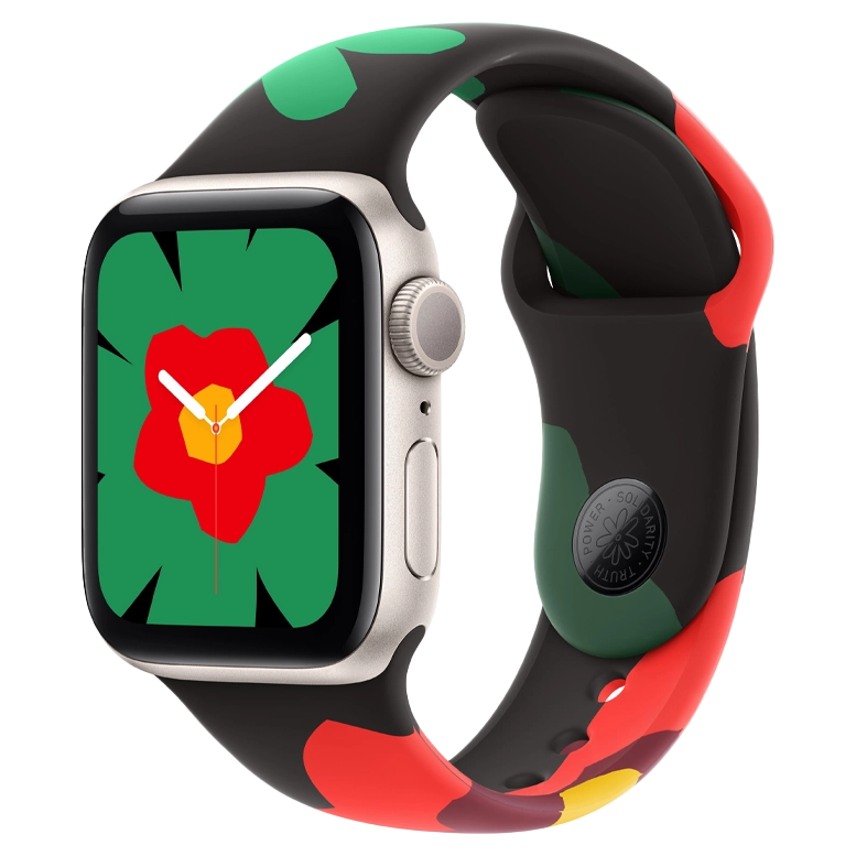 Apple Watch SE 2024 Starlight GPS Sport Band Unity Bloom 44 mm