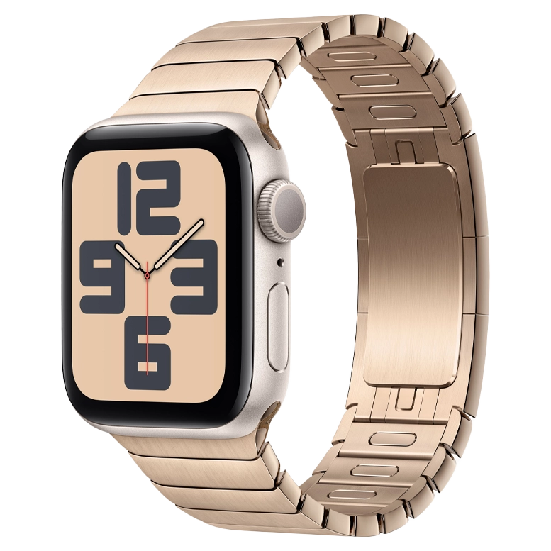 Apple Watch SE 2024 Starlight GPS Stainless Steel Link Bracelet Gold 44 mm