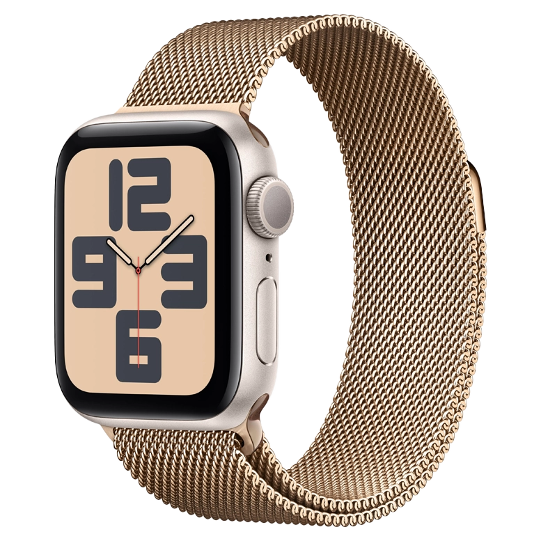 Apple Watch SE 2024 Starlight GPS Stainless Steel Milanese Loop Gold 40 mm