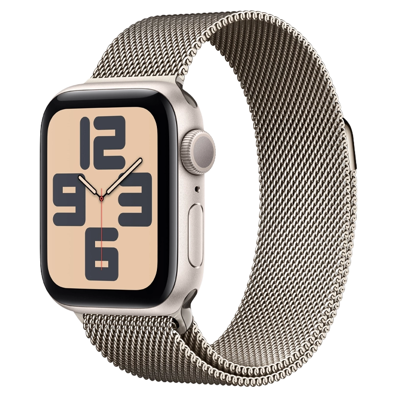 Apple Watch SE 2024 Starlight GPS Stainless Steel Milanese Loop Natural 44 mm