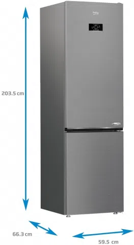 Frigider cu congelator jos Beko B3RCNA404HXB, 355 l, 203.5 cm, E, Gri