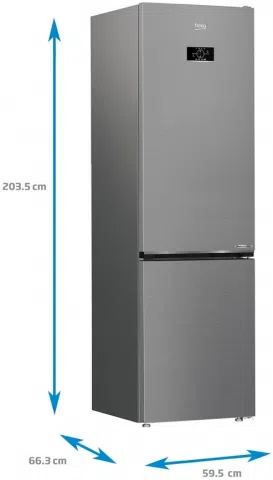 Холодильник с нижней морозильной камерой Beko B5RCNA405HXB, 355 л, 203.5 см, D, Серебристый