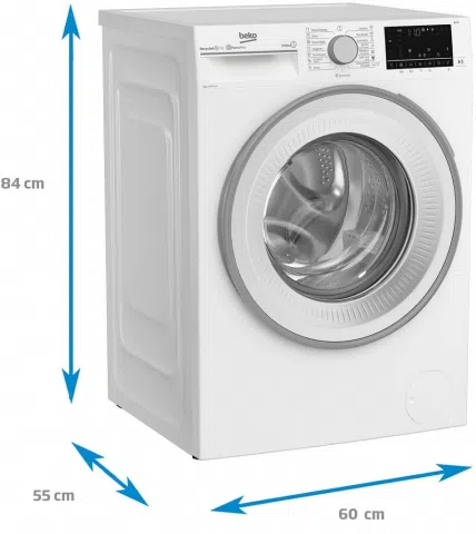 Стиральная машина стандартная Beko B3WFU58415, 8 кг, 1400 об/мин, A, Белый