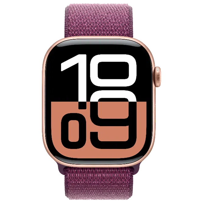 Apple Watch 10 Aluminum GPS Rose Gold Textile Sport Loop Plum 42 mm