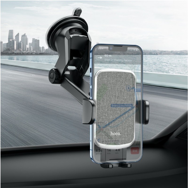 HOCO CA95 Polaris push-type telescopic suction cup car holder Black