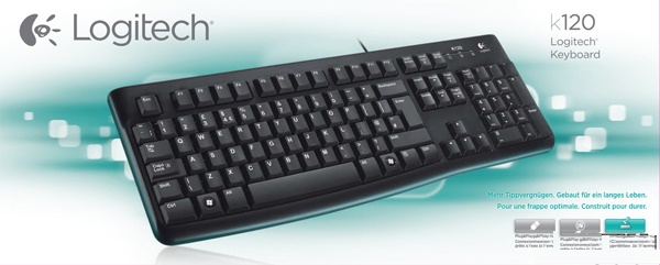 Keyboard & Mouse Logitech MK120, Thin profile, Spill-resistant, Quiet typing, Black, USB