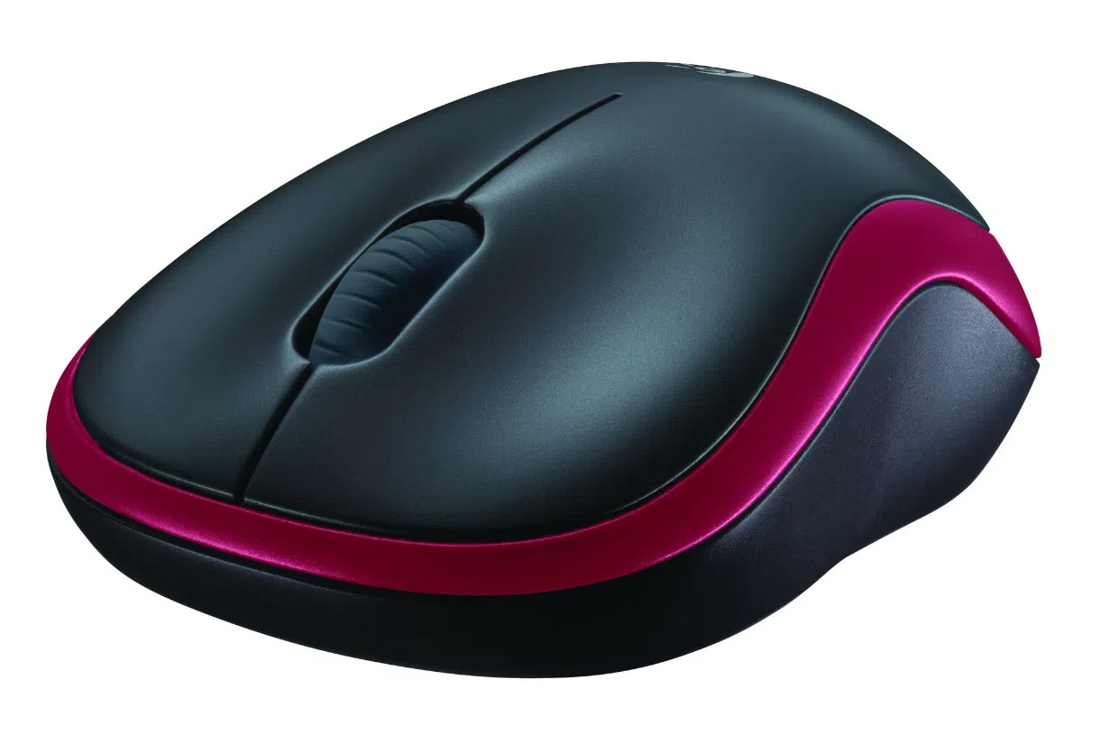 Wireless Mouse Logitech M185, Optical, 1000 dpi, 3 buttons, Ambidextrous, 1xAA, Red