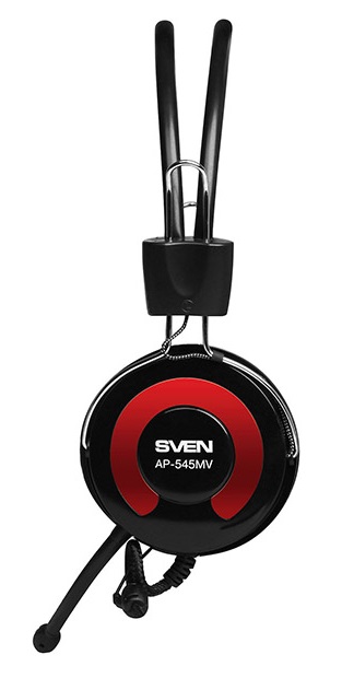 Headset SVEN AP-545MV with Microphone, Black-red, 2 x 3,5mm jack (3 pin)