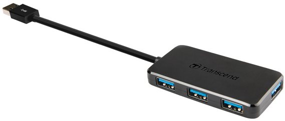 USB  3.0 Hub 4-port Transcend "TS-HUB2K" Black (1xUSB-A 3.0 to 4xUSB-A 3.0 5Gb/s)
