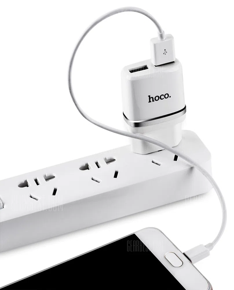 HOCO C12 Smart dual USB (Lightning cable) 2.4 A charger set(EU) White