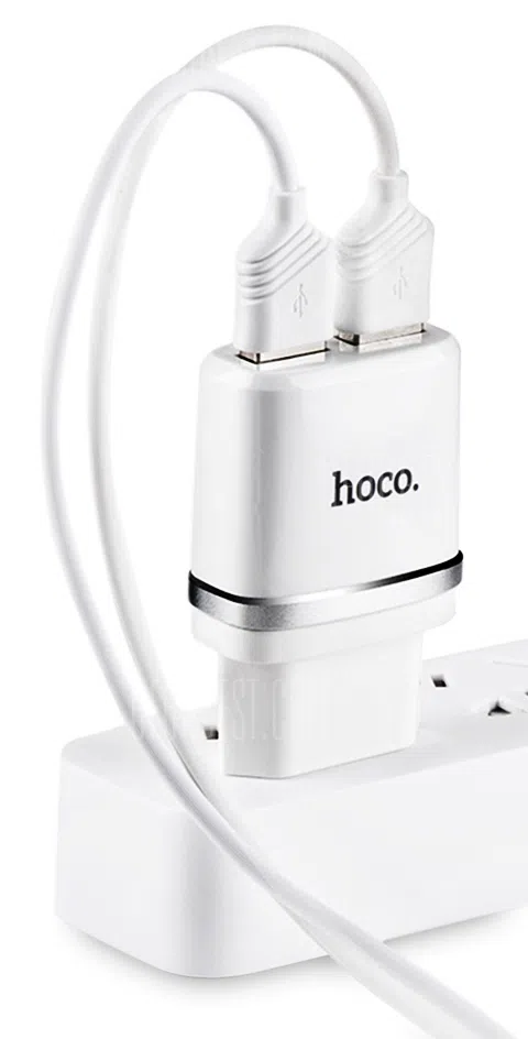 HOCO C12 Smart dual USB (Lightning cable) 2.4 A charger set(EU) White