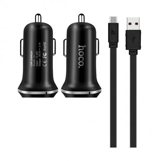 HOCO Z1 Car Charger Set (lightning) Black