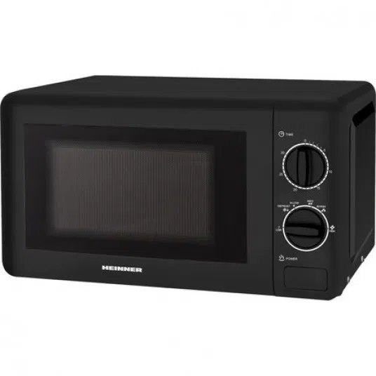 Cuptor cu microunde Heinner HMW-20BK2, 20 L, 700 W, Control mecanic, Negru