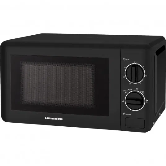 Cuptor cu microunde Heinner HMW-20BK2, 20 L, 700 W, Control mecanic, Negru