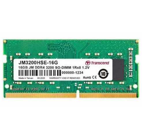 16GB DDR4- 3200MHz SODIMM Transcend PC25600, CL22, 260pin DIMM 1.2V