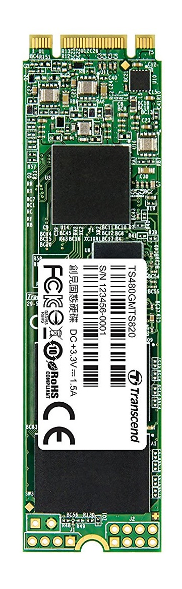 .M.2 SATA SSD 480GB Transcend "TS480GMTS820S" [80mm, R/W:560/510MB/s, 50K/75K IOPS, SM2258, 3D TLC]