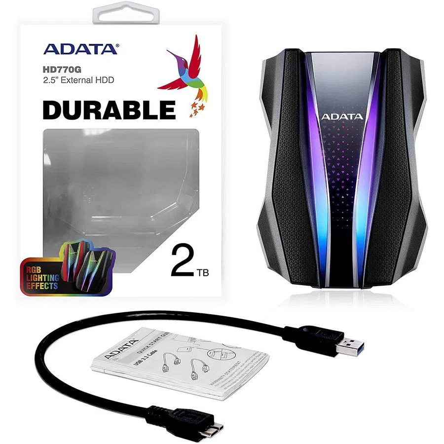 HDD portabil extern ADATA HD770G, 2 TB, Negru (AHD770G-2TU32G1-CBK)