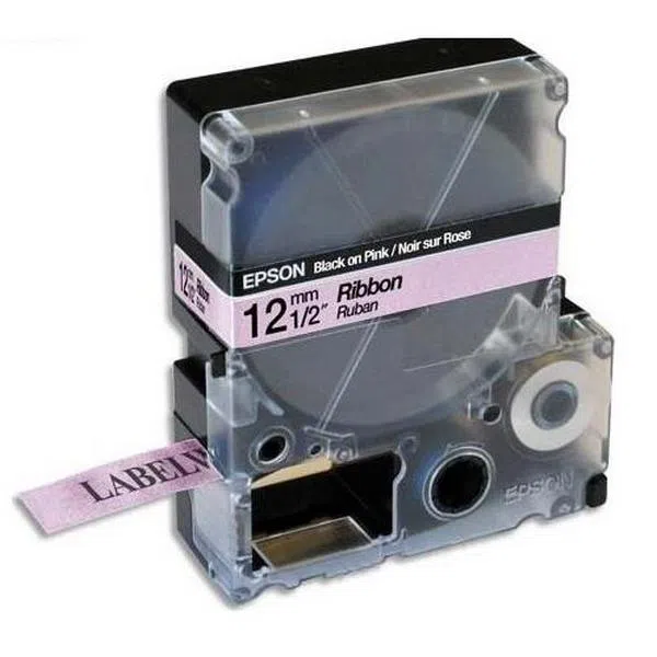 Tape Cartridge EPSON LK4PBK; 12mm/5m Satin Ribbon, Black/Pink, C53S654031