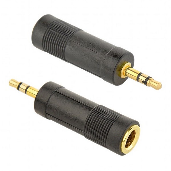 Audio Adaptor Cablexpert A-6.35F-3.5M, 6.35mm 3-pin (F) - 3.5mm 3-pin (M), Negru