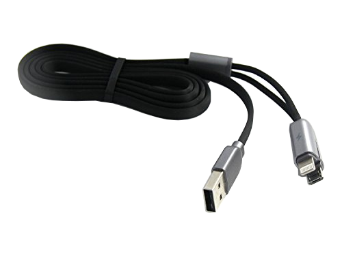 Cablu încărcare și sincronizare Remax RC-025t, Lightning, micro-USB/USB Type-A, 1m, Negru