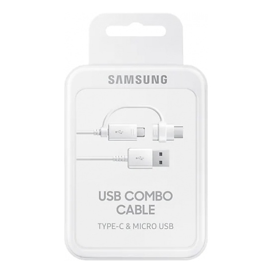 Cablu de încărcare Samsung EP-DG930DWEGRU, USB Type-C x micro-USB/USB Type-A, 1,5m, Alb
