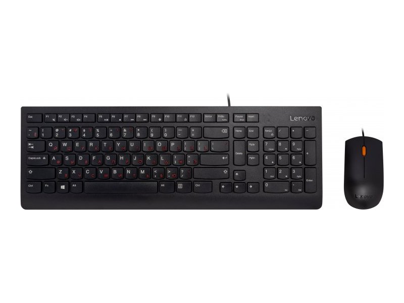 Set Tastatură + Mouse Lenovo 300 USB Combo, Cu fir, Negru