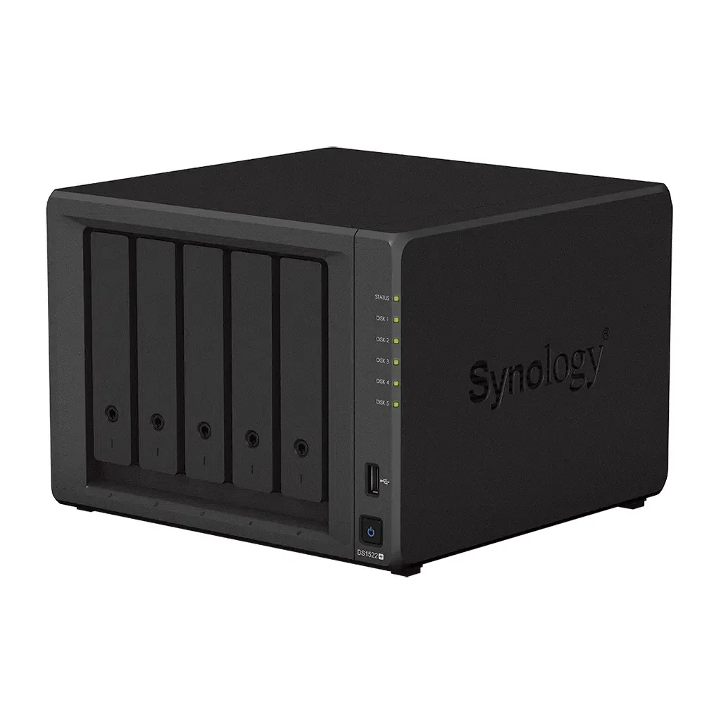 SYNOLOGY "DS1522+", 5-bay, AMD Ryzen 2-core 2.6-3.1Ghz, 8Gb*1+1 Slot, 4x1GbE, 2xM.2 NVMe, 1xPCIe