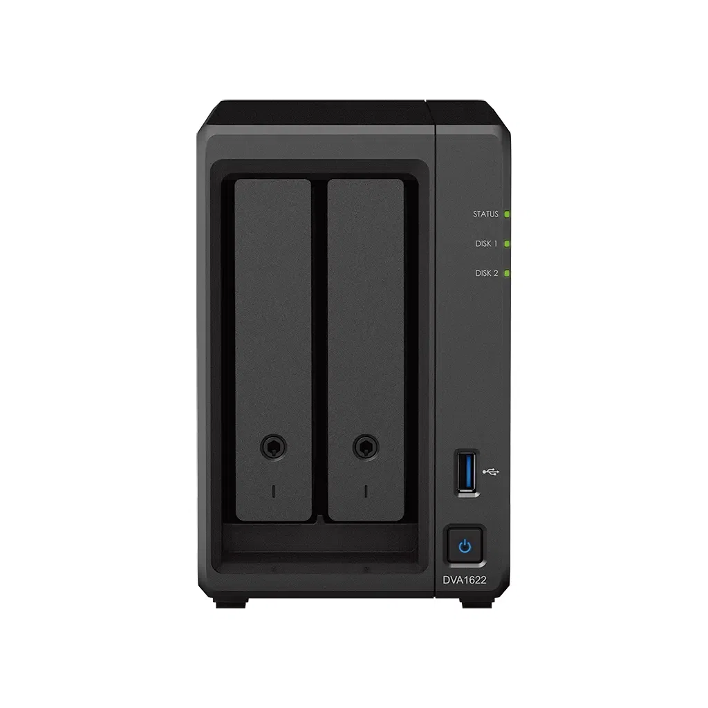 SYNOLOGY "DVA1622" Deep Learning NVR, 2-bay, Intel Celeron 4-core 2-2.7GHz, 6Gb, 1x1GbE, HDMI