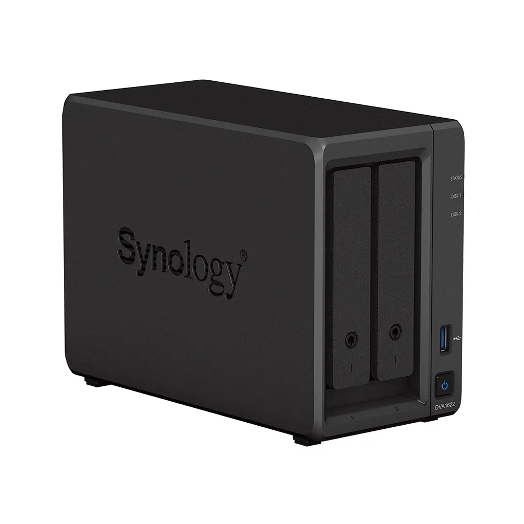 SYNOLOGY "DVA1622" Deep Learning NVR, 2-bay, Intel Celeron 4-core 2-2.7GHz, 6Gb, 1x1GbE, HDMI