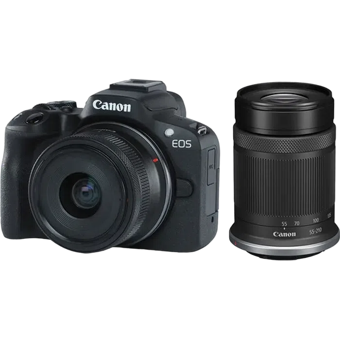 Беззеркальный фотоаппарат Canon EOS R50 Blac & RF-S 18-45mm & RF-S 55-210mm KIT, Чёрный