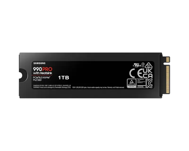 .M.2 NVMe SSD 1.0TB Samsung 990 PRO w/ Heatsink [PCIe 4.0 x4, R/W:7450/6900MB/s, 600TB, 3DTLC]