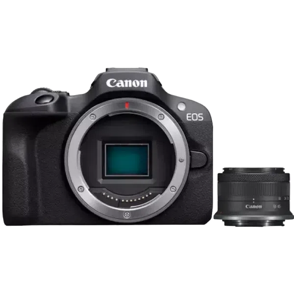 Беззеркальный фотоаппарат Canon EOS R100 Black & RF-S 18-45mm f/4.5-6.3 IS STM KIT, Чёрный