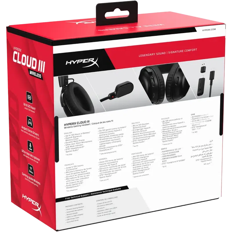 Căști HyperX Cloud III Wireless, Fără fir, Negru