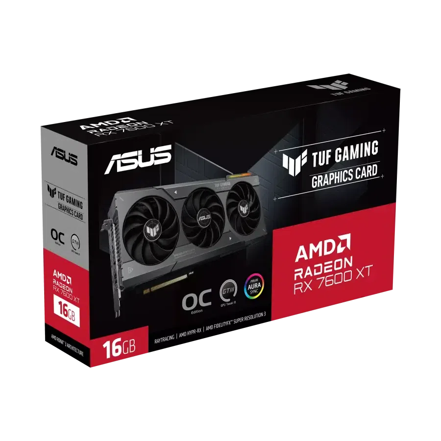 Видеокарта ASUS TUF-RX7600XT-O16G-GAMING, 16GB GDDR6 128бит (TUF-RX7600XT-O16G-GAMING)