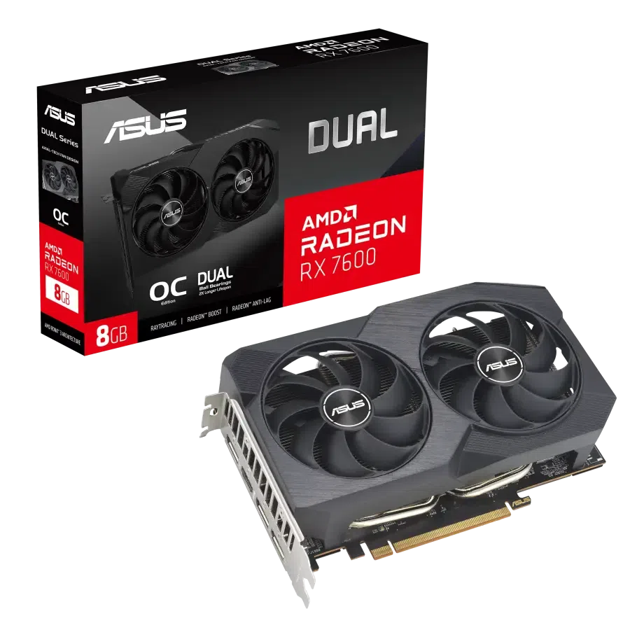 Видеокарта ASUS DUAL-RX7600-O8G-V2, 8GB GDDR6 128бит (DUAL-RX7600-O8G-V2)