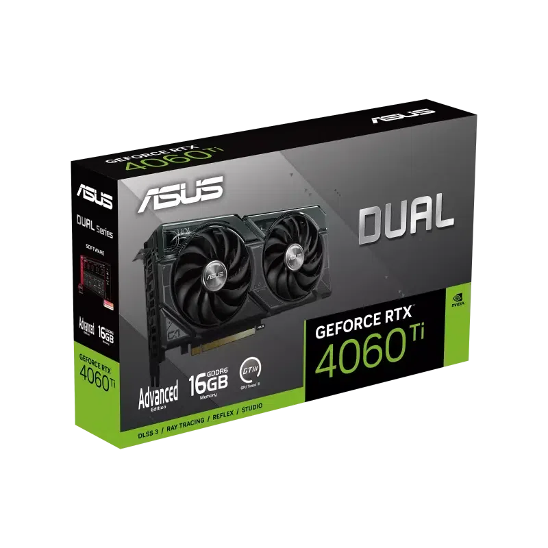 Видеокарта ASUS DUAL-RTX4060TI-A16G, 16GB GDDR6 128бит (DUAL-RTX4060TI-A16G)