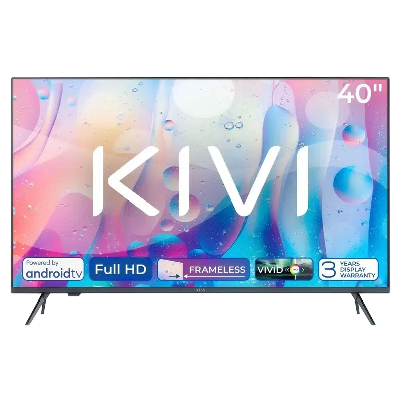 40" LED SMART Телевизор KIVI 40F760QB, 1920x1080 FHD, Android TV, Чёрный